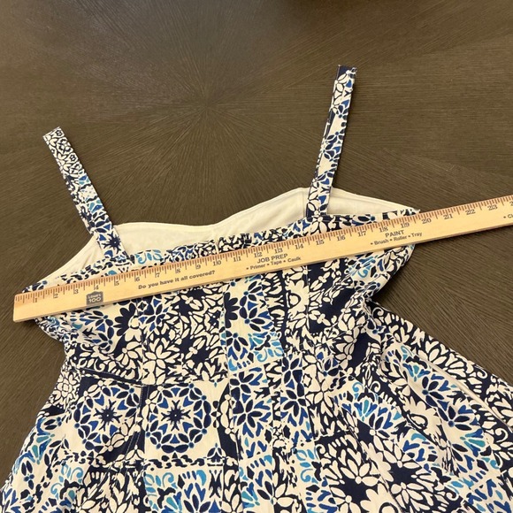 Avec Les Filles Blue White Mosaic Sweetheart Neck Mini Sundress Size 14 NEW - Picture 6 of 14